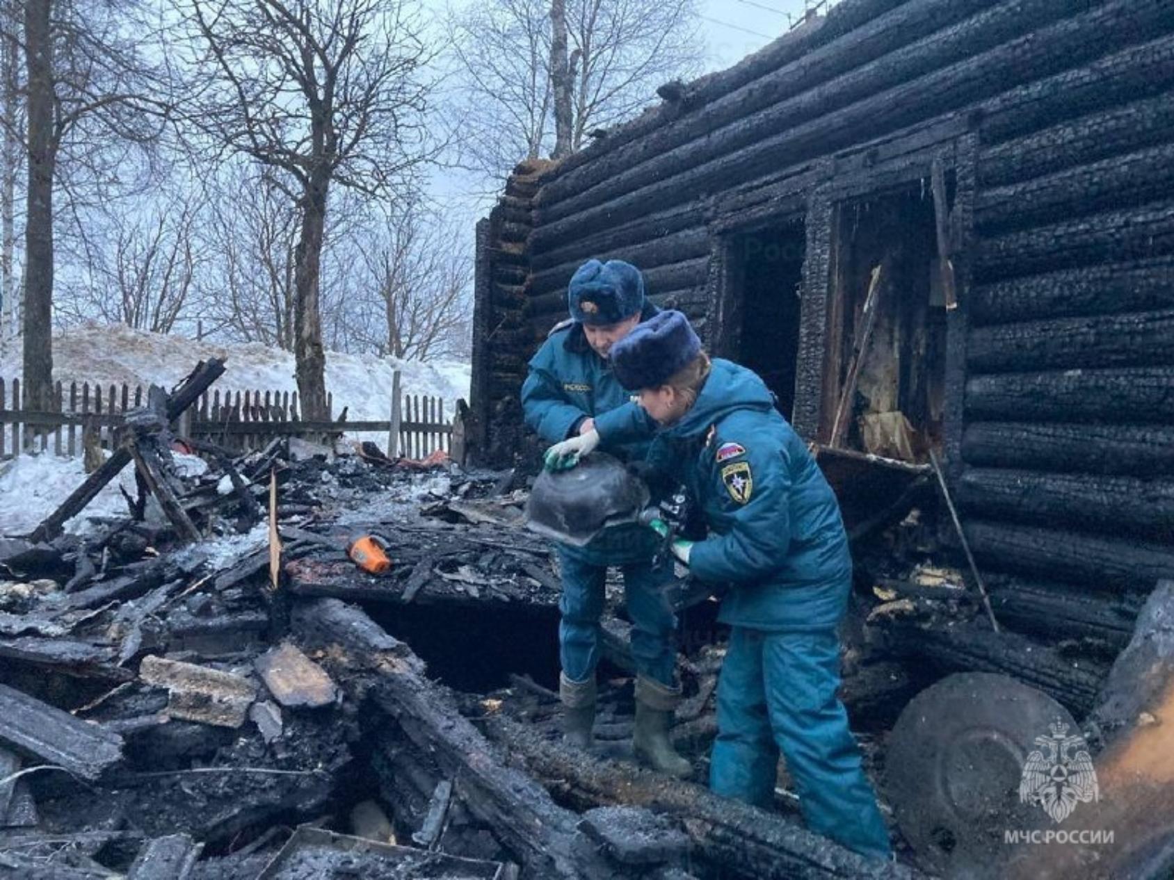 В Коношском районе специалисты МЧС выясняют причины пожара в поселке Подюга